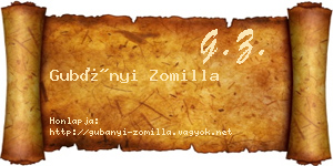 Gubányi Zomilla névjegykártya